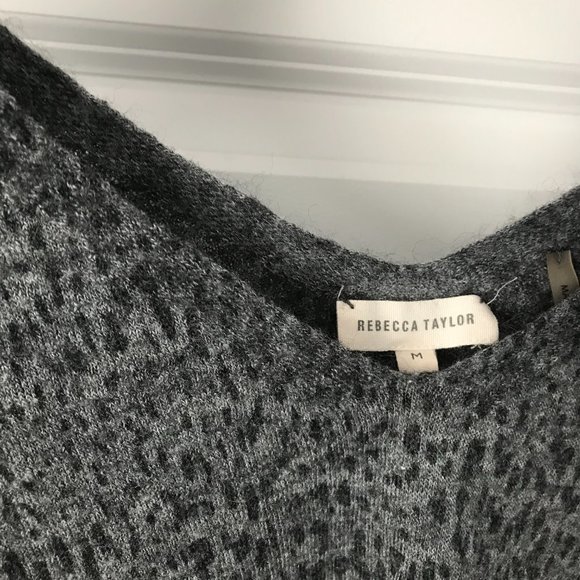 Rebecca Taylor Leopard Print V-Neck Sweater (M) - Picture 3 of 5